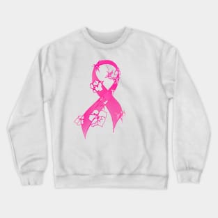 Pink Flower Ribbon Crewneck Sweatshirt